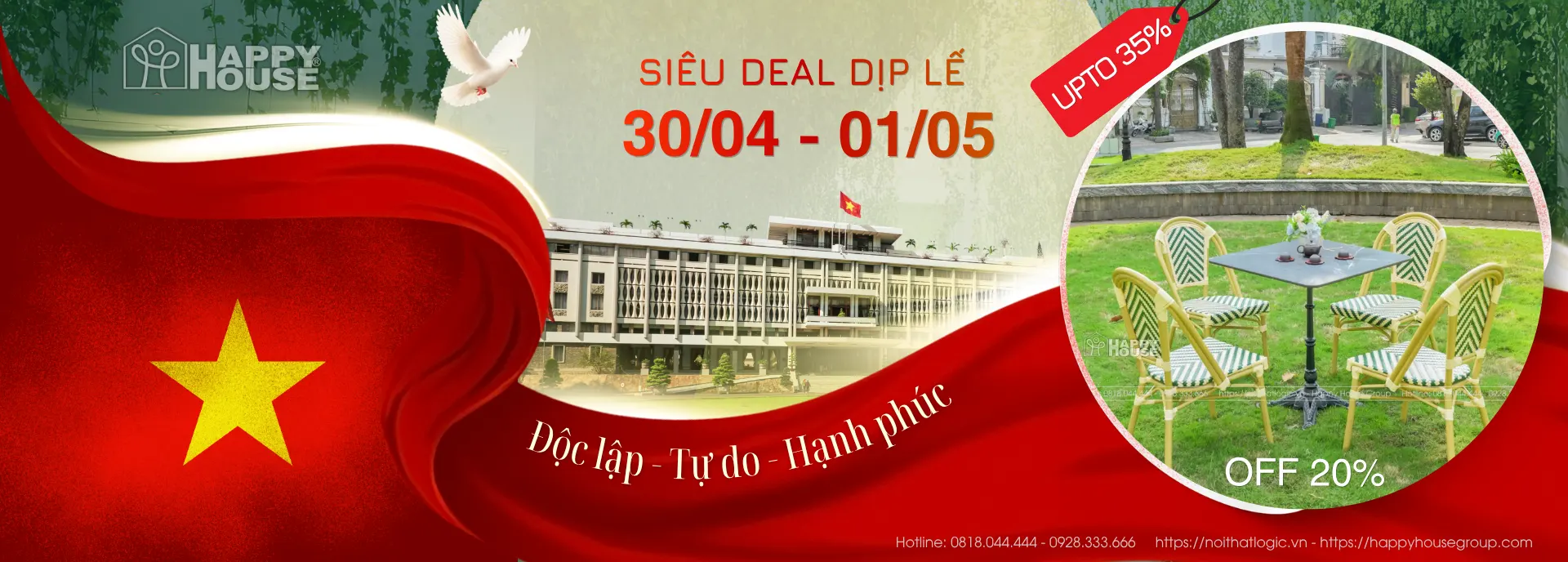 Si&ecirc;u Deal Đại Lễ 30/04 - 01/05 năm 2026 Tại Nội Thất Logic - Happy House Group
