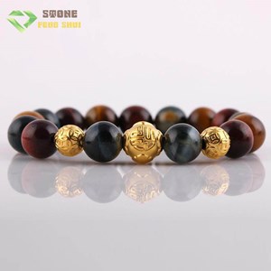 Vòng Tay Phong Thủy Đá Mắt Hổ Đỏ 1A 10 Mix Charm Bi Kim Tiền Vàng 24k 8 VKT0801
