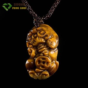 Mặt Dây Phong Thủy Tỳ Hưu Mắt Hổ Nâu 1A CỡTo