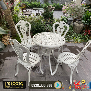 Bộ bàn ghế nhôm đúc sân vườn nhỏ cho không gian sân vườn