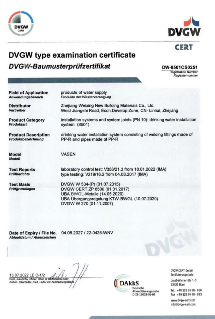 Chứng nhận chứng chỉ vasen