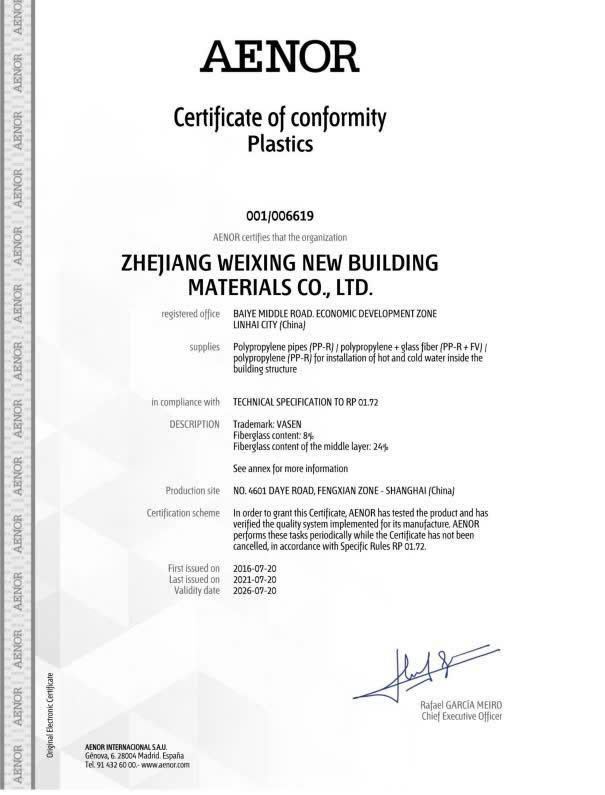 Chứng nhận chứng chỉ vasen